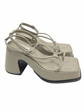 Eytys Olympian Beige Strappy Square-Toe Platform Heels